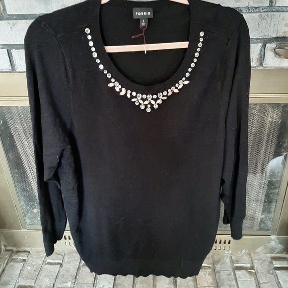 Jeweled Black Sweater - Picture 1 of 4